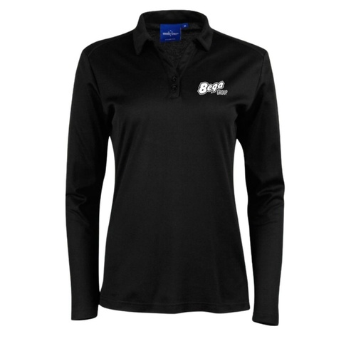 Ladies Victory Long Sleeve Polo - Black